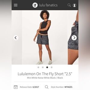 Lululemon On The Fly Short Size 12 in Black/White
